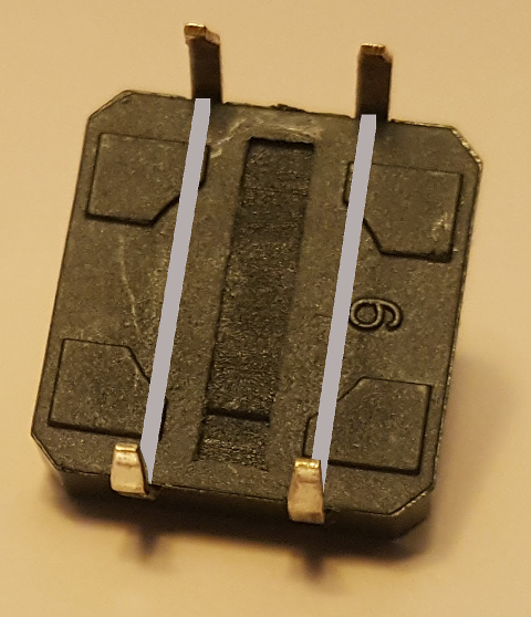 X-ray view of the bottom of the button