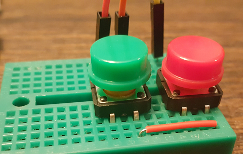 GPIO pin #24 pin connected to mini breadboard