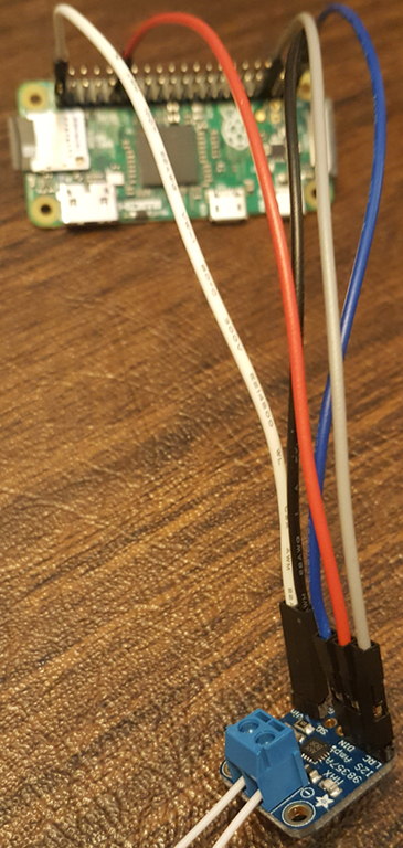 The amp connecting to the Pi