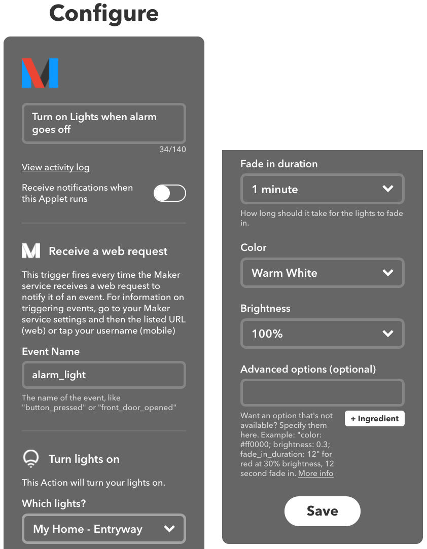 An event to switch on an LIFX light